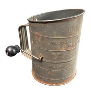 Vtg Metal Measuring Shifter- Bromwells- Rust, Handle- Turns- Farmhouse- Rustic